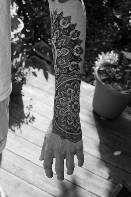 Arm Mandala Flower Tattoo