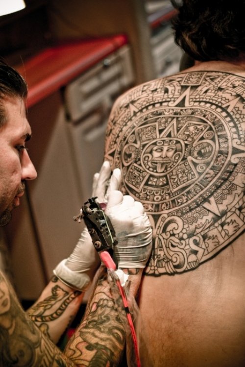 Aztec Mandala Tattoo On Back