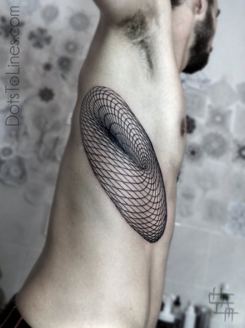 Mandala Tattoo On Man Side Rib
