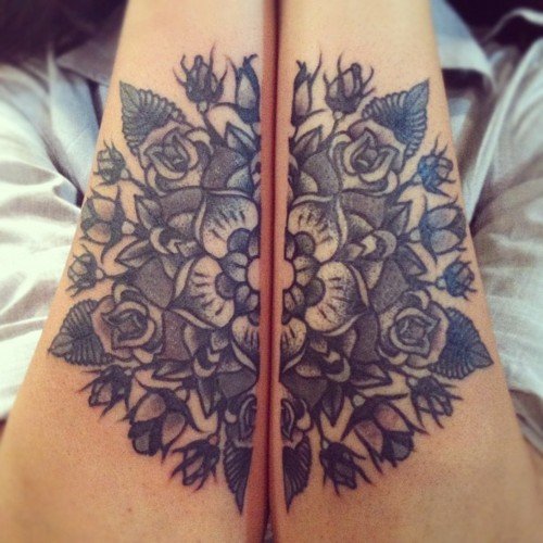 Grey Ink Mandala Tattoos On Both Arms