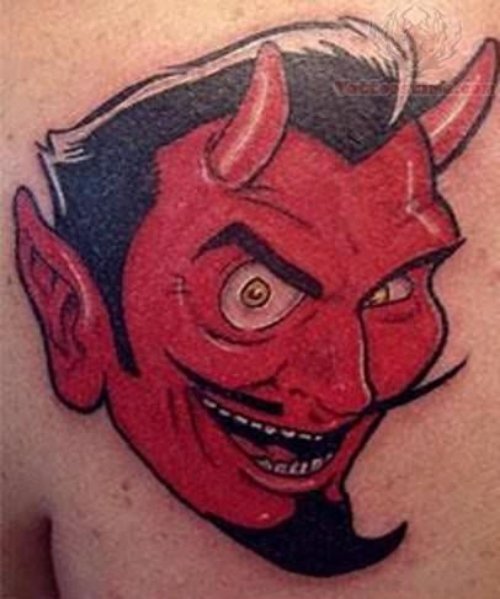Awesome Devil Mask Tattoo