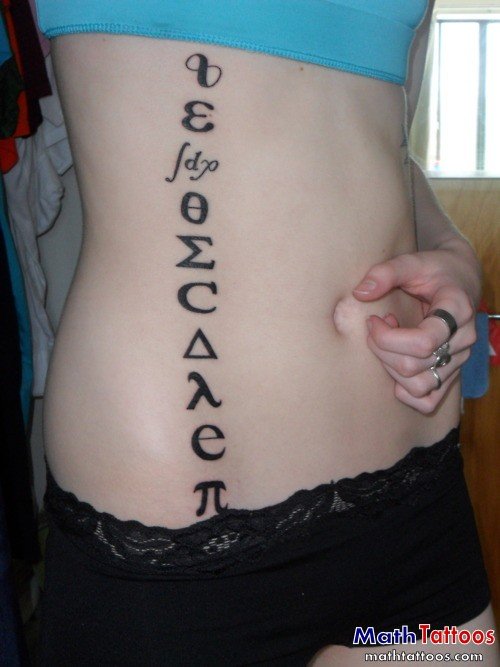 Greek Letters Math Tattoo On Side Rib