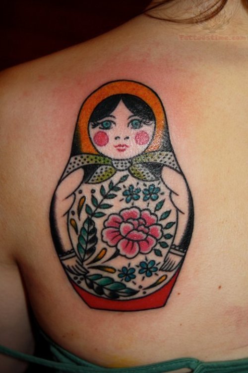 Matryoshka Tattoo On Back Shoulder