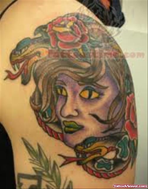 Medusa Girl Face Tattoo