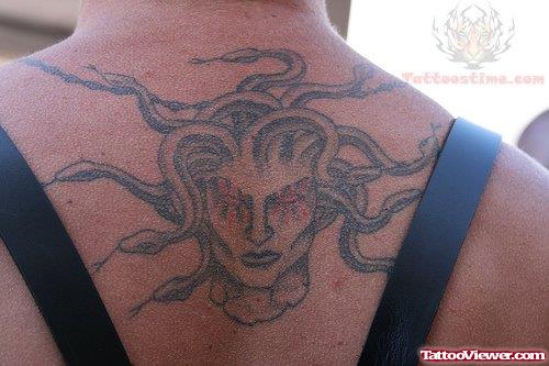 Medusa Tattoo On Upper Back