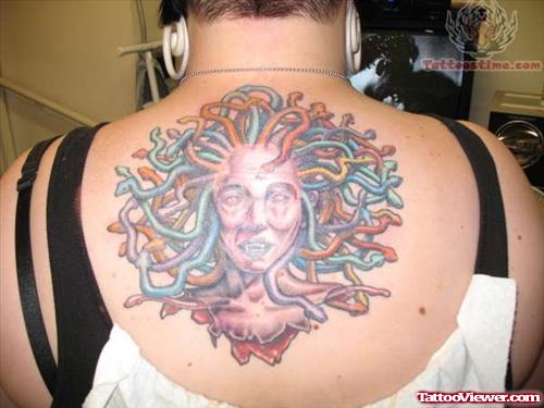 Medusa Upper Back Tattoo