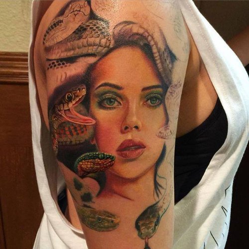 Medusa Tattoo On Half Sleeve by Rember Orellana