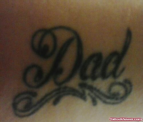 Black Ink Dad Word Tattoo
