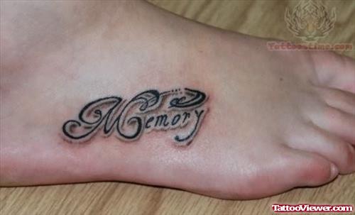 Stylish Memory Tattoo On Foot
