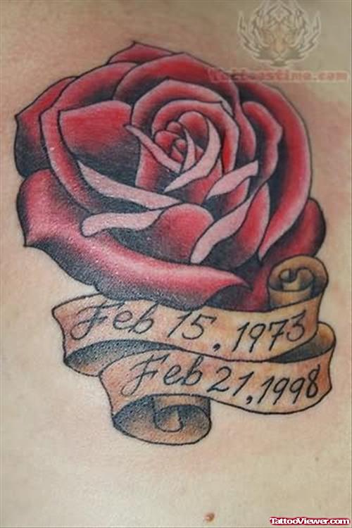 Red Cute Rose Tattoo