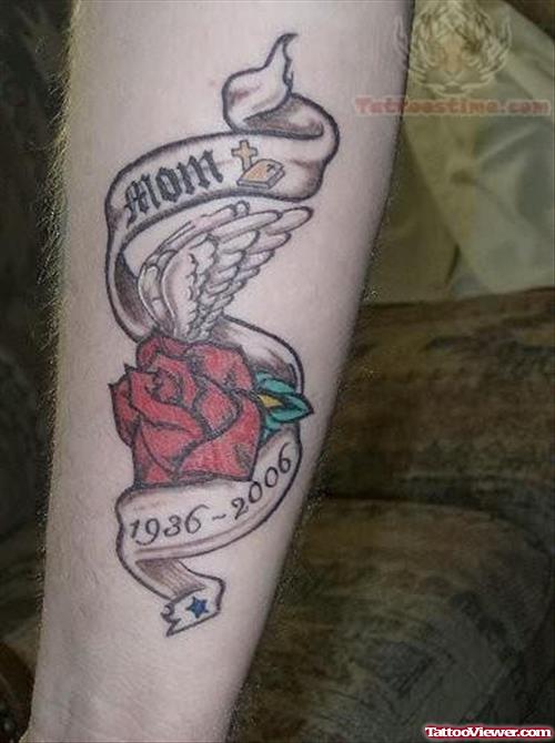 Memorial Red Rose Tattoo