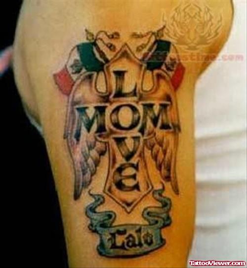 Love Mom Tattoo On Shoulder
