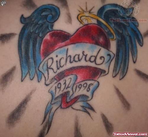 Winged Heart Memorial Tattoo