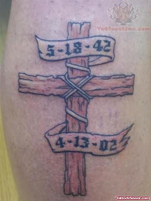 Memorial Tattoo Of Cross