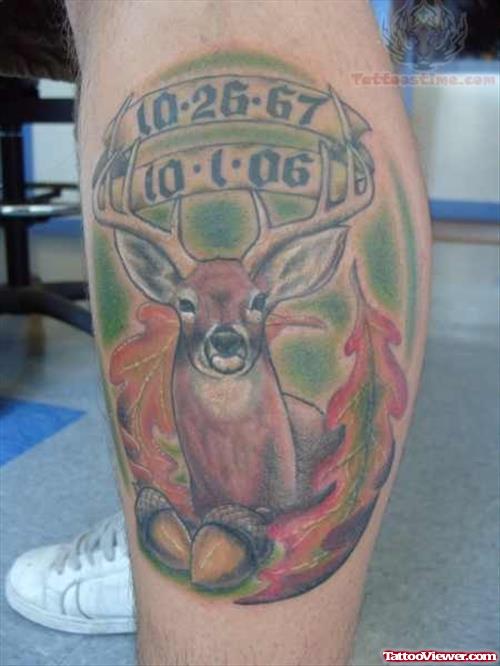 Deer Tattoo On Leg