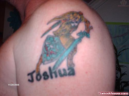 Joshua Memorial Tattoo On Shoulder