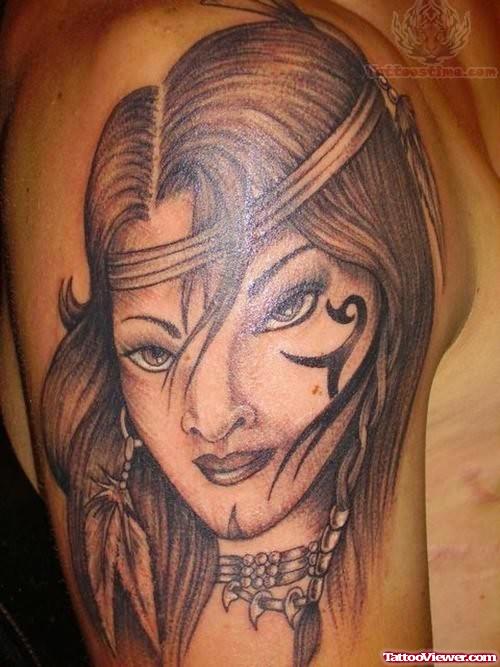 Memorial Girl Tattoo On Shoulder