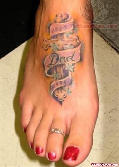 Dad- Memorial Tattoo on Foot