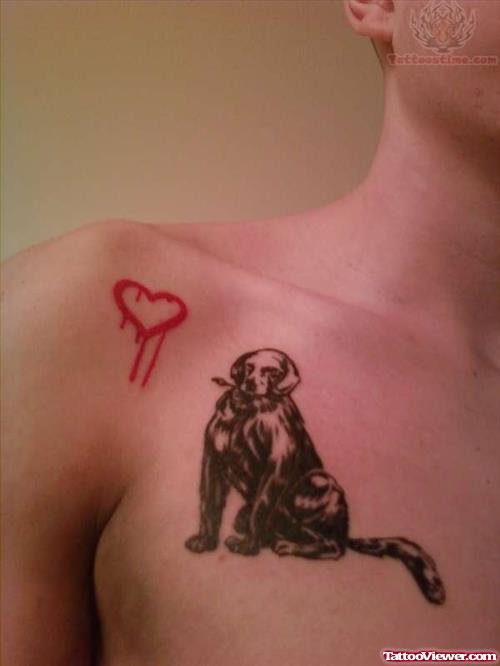 Heart And Dog Memorial Tattoo