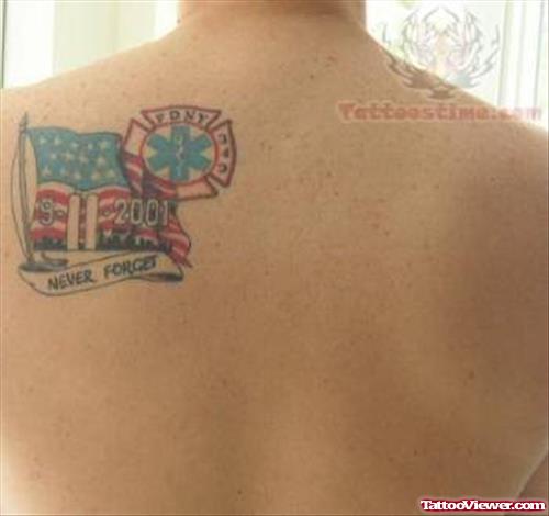 Back Shoulder American Memorial Tattoo