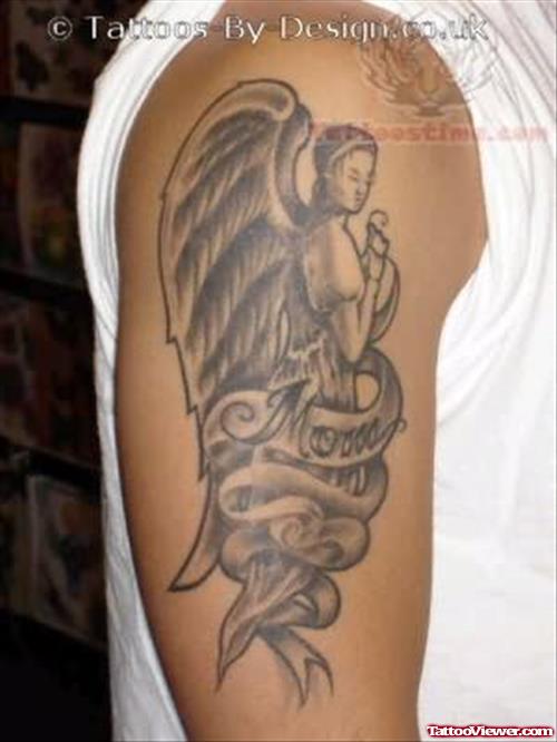 Angel Memorial Tattoo On Biceps