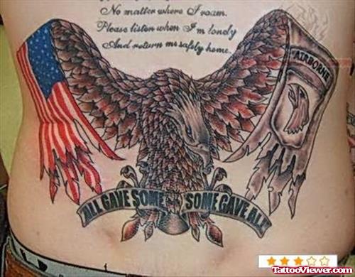American Memorial Back Waist Tattoo