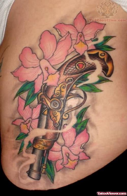 Camille Orchid Gun - Memorial Tattoo