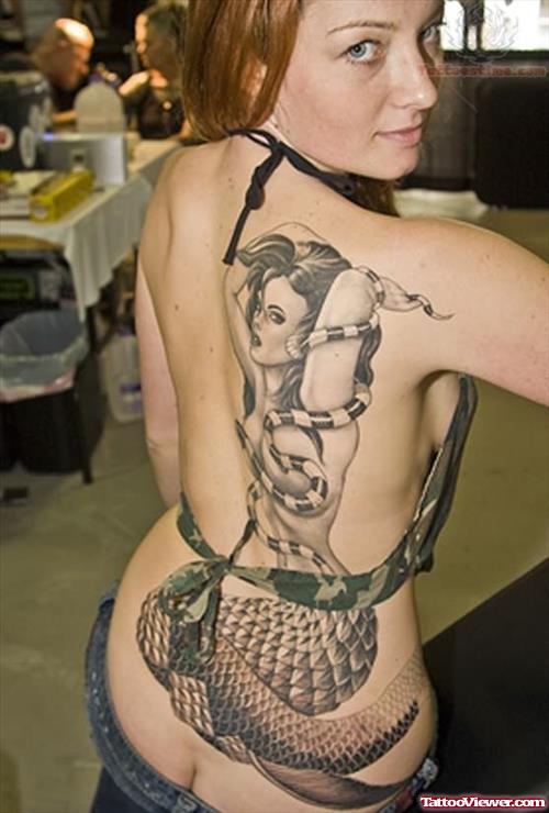 Black Ink Mermaid Tattoo
