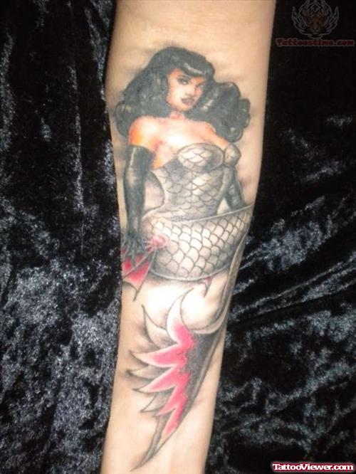 Bettie Page Mermaid Tattoo