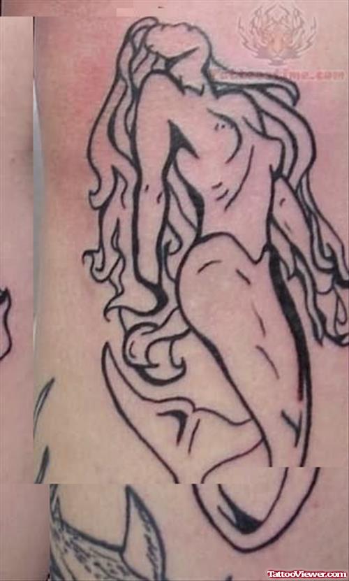 Mermaid Outline Tattoo