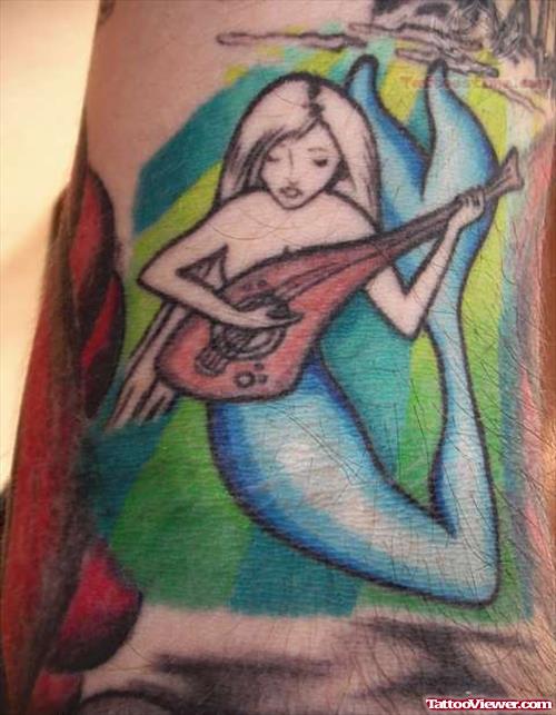 Mermaid Playing Guitar Tattoo