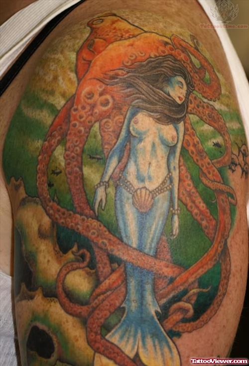 Mermaid Colorful Tattoo