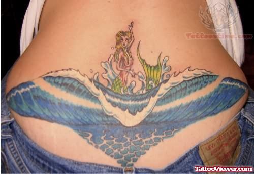 Mermaid Tattoo On Lower Waist