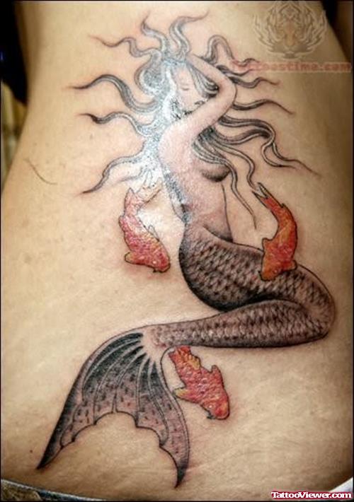 Mermaid Tattoo For Side Rib