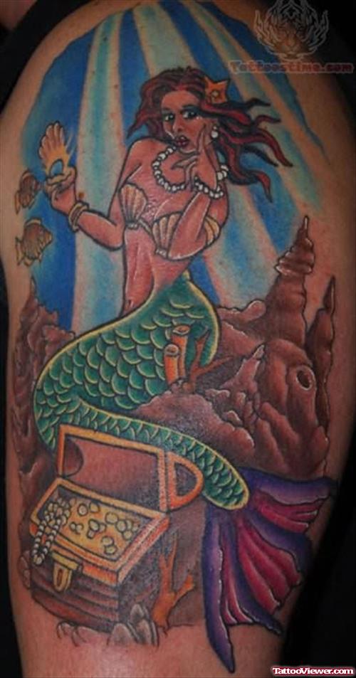 Mermaid Tattoo on Shoulder