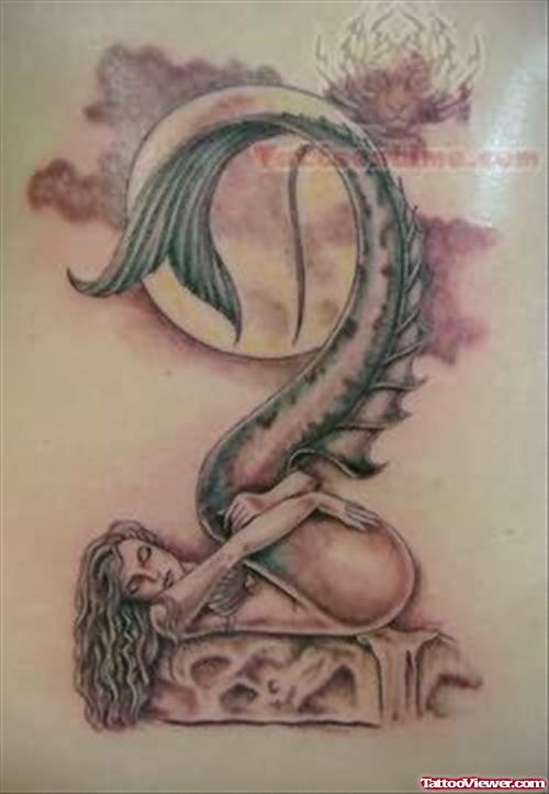 Mermaid And Moon Tattoo