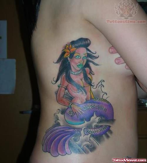 Mermaid Rib Side Tattoo