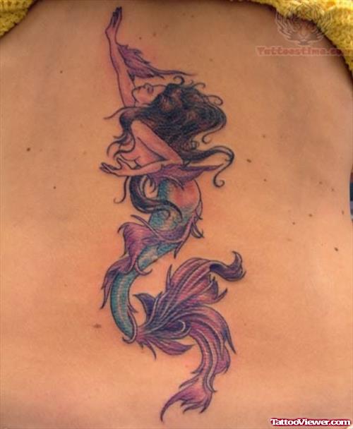 Beautiful Long Tailed Mermaid Tattoo