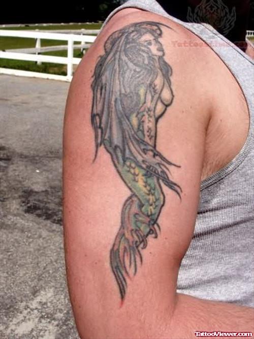 Mermaid Girl Tattoo on Bicep