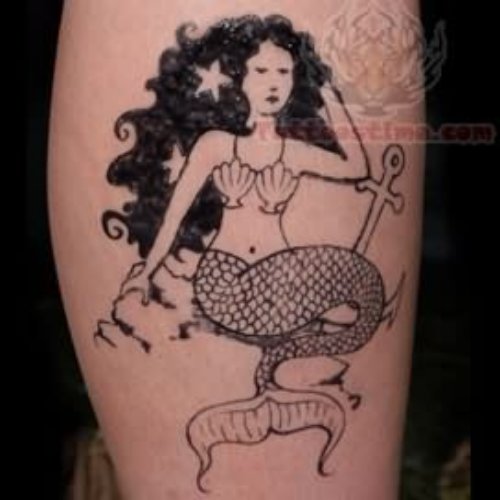 Mermaid And Anchor Tattoo Design