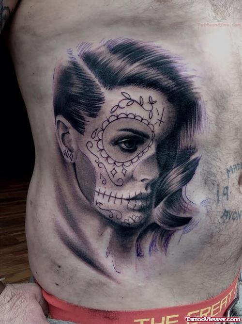 Day Of The Dead Girl Tattoo On Side