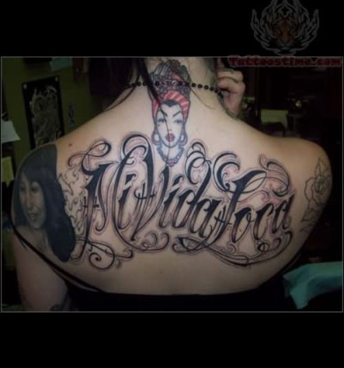 Mexican Girl Face Tattoo On Back