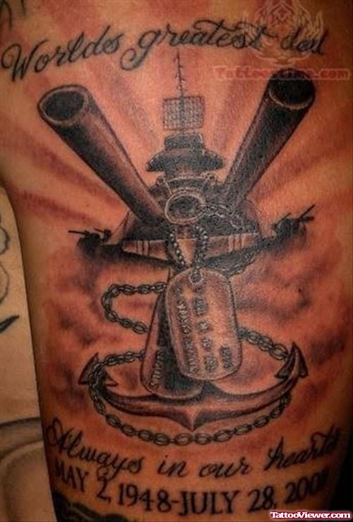 Military Guns Tattoos On Biceps
