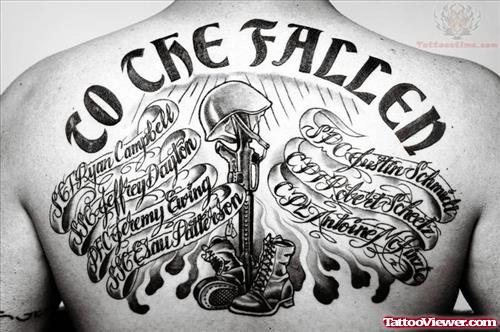 Military Tattoo On Upper Back