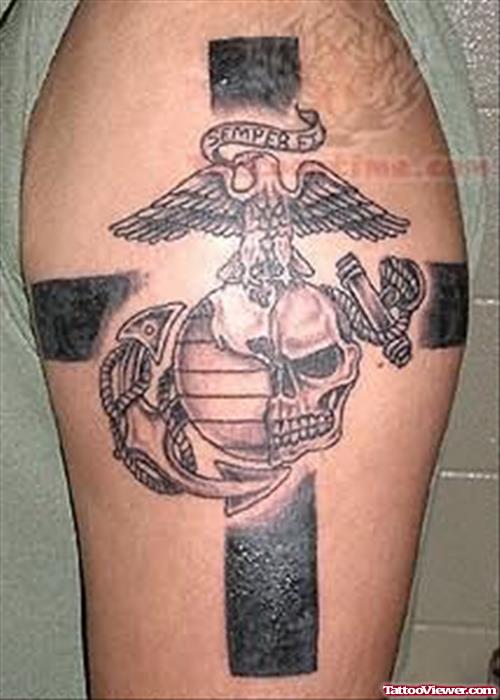Military Big Cross Tattoo