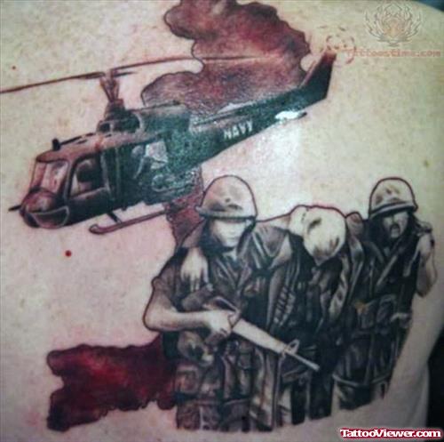 Soldiers And Helicopter Tattoo