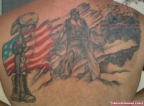 Military Tattoo For Upper Back