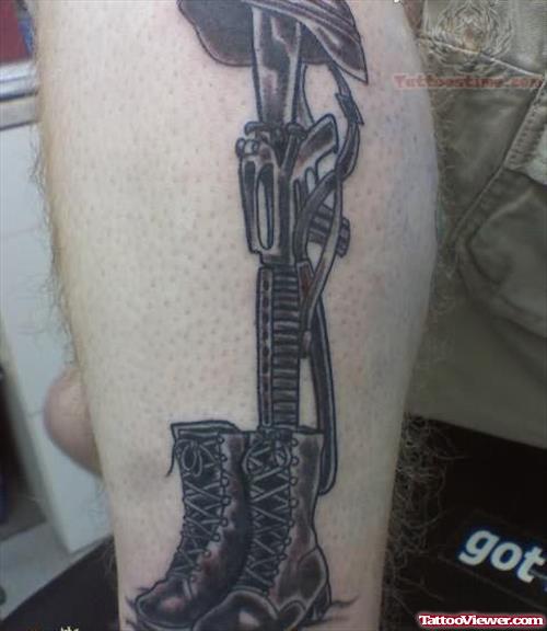 Military Corps Tattoo On Leg