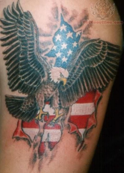 American Military Tattoo On Biceps