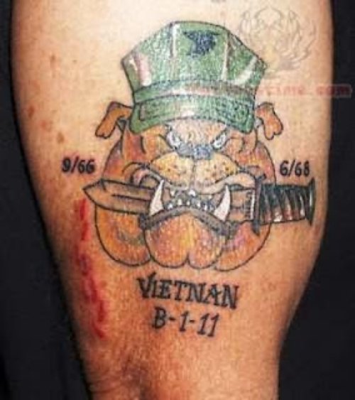 Bull And Knife Military Tattoo